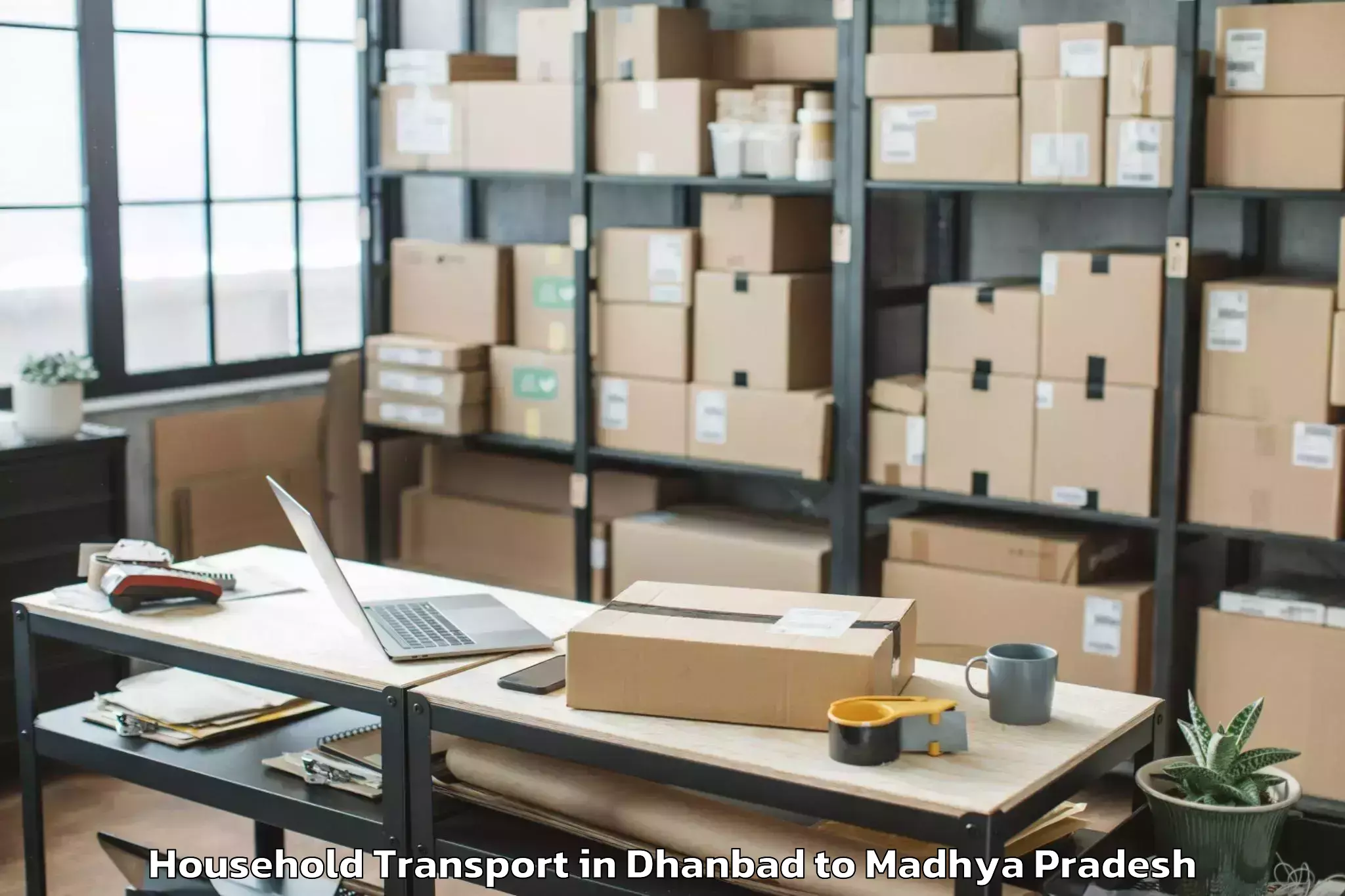 Reliable Dhanbad to Maksi Household Transport